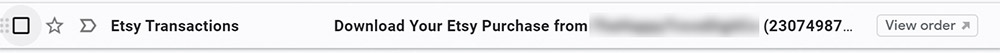 Etsy notification to download your purchase in your email