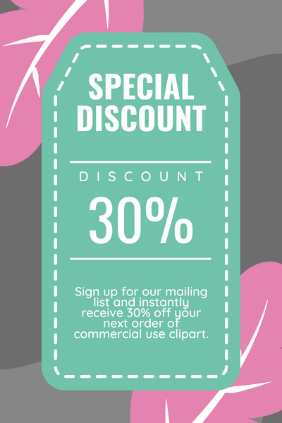 Special discount, save 30% on commercial use clipart